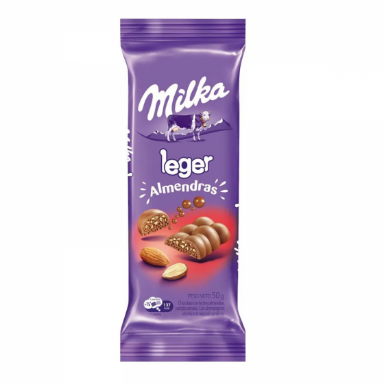 Chocolate Milka Leger Almendras 50 gr