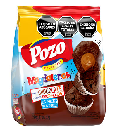 Magdalenas Pozo Chocolate Rellenas Dulce de Leche 200 gr