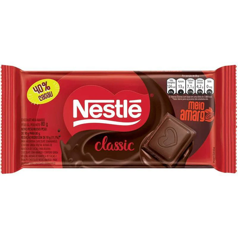 Tableta Chocolate Semi Amargo 80 gr